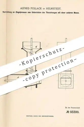 original Patent - Alfred Pollack , Helmstedt / Braunschweig , 1896 , Ziegelpresse | Ziegel - Presse / Ziegelei , Pressen