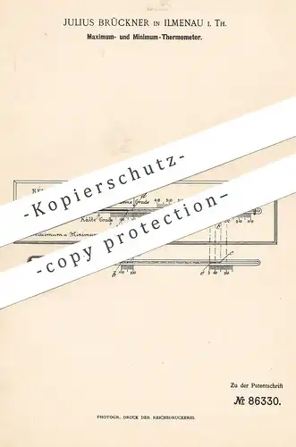 original Patent - Julius Brückner , Ilmenau / Thüringen , 1895 , Thermometer | Quecksilber , Temperatur !!!