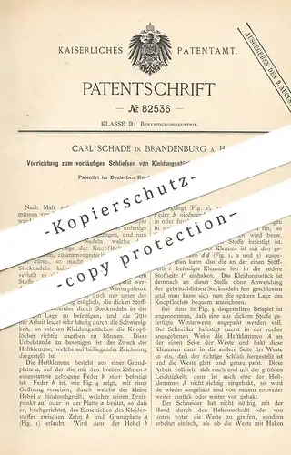 original Patent - Carl Schade , Brandenburg / Havel , 1894 , Kleidung Maßnehmen | Schneider , Schneidern , Mode , Knopf