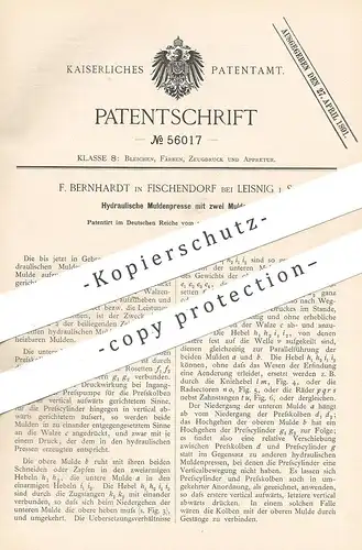 original Patent - F. Bernhardt , Fischendorf / Leisnig , 1888 , Hydraulische Muldenpresse | Presse , Hydraulik , Mulde