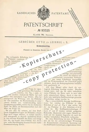 original Patent - Gebr. Otto , Leisnig / Leipzig , 1896 , Kratzenbeschlag | Kratzen , Walze , Spinnmaschine , Spinnen !!
