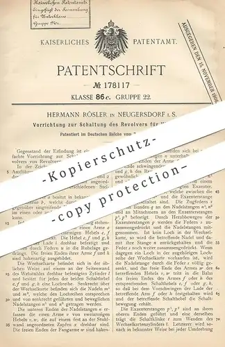 original Patent - Hermann Rösler , Neugersdorf / Bautzen | 1905 | Schaltung von Revolver am Webstuhl | Weben , Weber !!