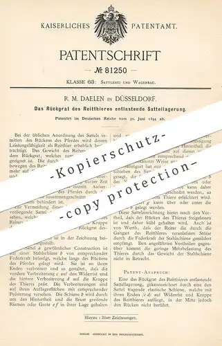 original Patent - R. M. Daelen , Düsseldorf , 1894 , Sattel zur Entlastung des Rückgrats vom Pferd | Reitsport , Pferde