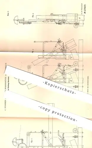 original Patent - C. Stahmer , Georgs- Marienhütte , Osnabrück , 1883 , Drahtzug - Barrière | Eisenbahn , Eisenbahnen