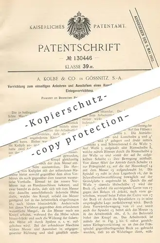 original Patent - A. Kolbe & Co. , Gössnitz , 1901 , Knopf - Herstellung | Knöpfe | Schneider , Schneiderei , Mode !!!