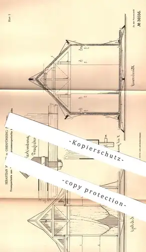 original Patent - Sebastian Müller , Oberföhring / München , 1885 , Lazarett aus Tragbahren | Bahre , Krankenhaus , Arzt