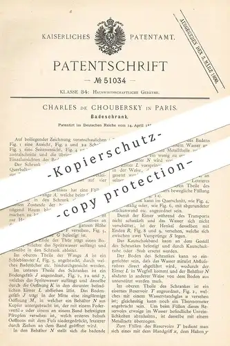 original Patent - Charles de Choubersky , Paris , Frankreich , 1889 , Badeschrank | Schrank | Dusche , Toilette , WC !!