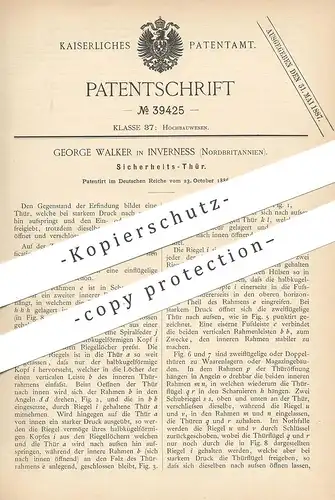 original Patent - George Walker , Inverness , England 1886 ,  Sicherheitstür | Tür  Türen | Fenster , Holztür , Tischler
