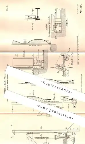 original Patent - F. Roeder , Hamm , Westfalen , 1889 ,  Schützenwehr | Wehr , Wasserwehr , Wasserbau , Schleuse !!