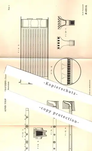 original Patent - Alfred Tolhurst , Gravesend , Kent , England , 1887 , Hohler Roststab | Rost , Ofenrost , Ofen , Öfen