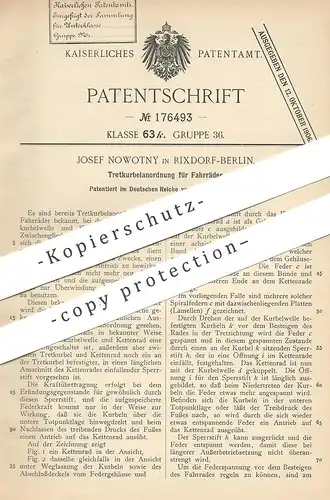 original Patent - Josef Nowotny , Berlin / Rixdorf  1905 , Tretkurbel für Fahrräder | Fahrrad - Antrieb | Pedal , Kurbel
