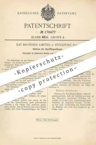 original Patent - Kay Brothers Limited , Stockport , England , 1905 , Gehäuse für Bandfliegenfänger | Fliegenfänger !!