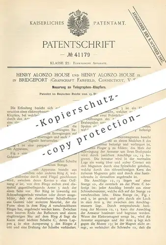 original Patent - Henry Alonzo House , Brigdeport , Fairfield , Connecticut , USA | 1886 | Telegaphen - Klopfer !!