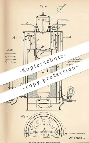 original Patent - Adolph Saurer , Arbon , Schweiz  1905 , Sauggaserzeuger für bituminösen Brennstoff | Gaserzeuger | Gas