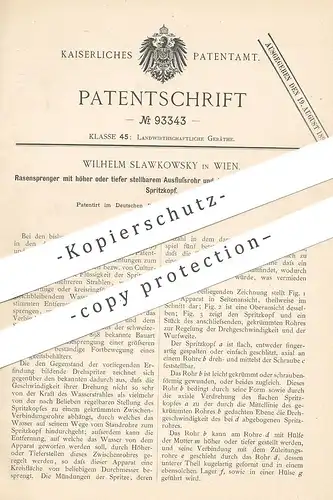original Patent - Wilhelm Slawkowsky , Wien  1896 , Rasensprenger | Wasser - Sprenger | Gärtner | Landwirtschaft | Rasen