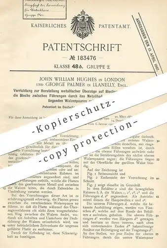 original Patent - John William Hughes , London | George Palmer , Llanelly  England | Metall - Überzug auf Blech | Bleche
