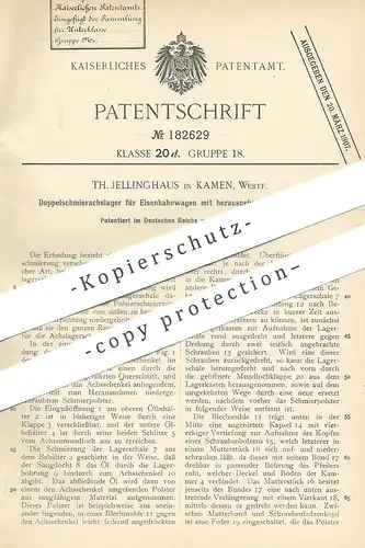 original Patent - Th. Jellinghaus , Kamen , Westfalen , 1905 , Doppelschmierachslager für Eisenbahn | Achslager , Lok !