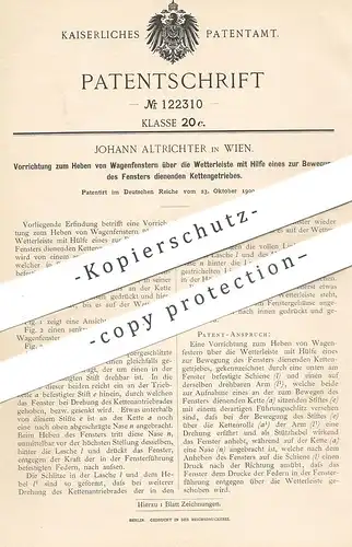 original Patent - Johann Altrichter , Wien , Österreich  1900 , Heben der Wagenfenster | Eisenbahn - Fenster | Automobil