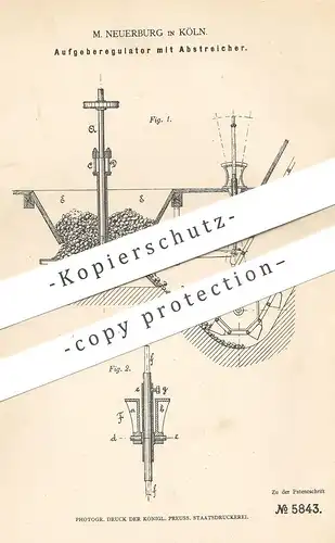 original Patent - M. Neuerburg , Köln , 1878 , Aufgeberregulator mit Abstreicher | Regulator | Transport , Beförderung