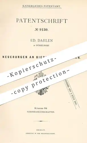 original Patent - Ed. Daelen , Düsseldorf , 1879 , Bier - Leitungsrohr | Bierleitung , Zapfanlage | Bierfass , Ventil !!
