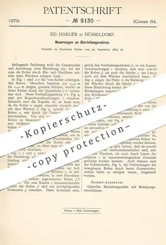 original Patent - Ed. Daelen , Düsseldorf , 1879 , Bier - Leitungsrohr | Bierleitung , Zapfanlage | Bierfass , Ventil !!