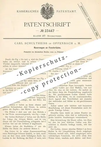 original Patent - Carl Schultheiss , Offenbach Main  1883 , Fensterläden | Fensterlade | Fenster Fensterbauer , Tischler