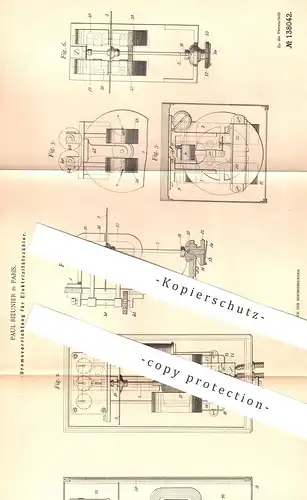 original Patent - Paul Rieunier , Paris , Frankreich , 1901 , Bremsvorrichtung für Elektrizitätszähler | Bremse , Magnet