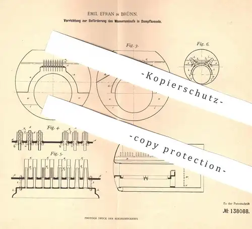 original Patent - Emil Efran , Brünn , 1900 , Wasserumlauf im Dampfkessel | Kessel , Wasserkessel !!