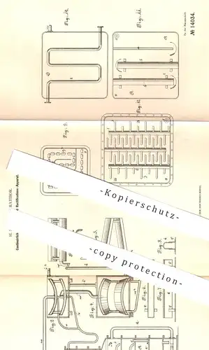 original Patent - H. Schulz , Ratibor , 1880 , Kontinuierlicher Destillier- u. Rectifikations-Apparat | Destillation !!