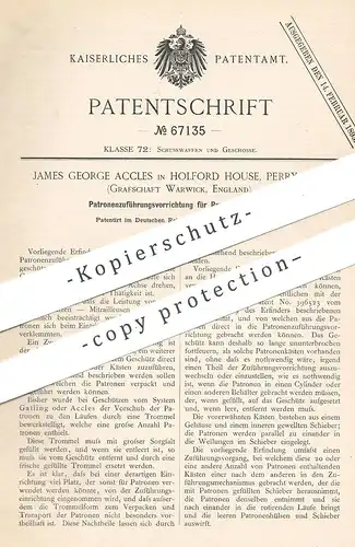 original Patent - James George Accles , Holford House , Perry Barr , Warwick , England | Patronen f. Revolver - Geschütz