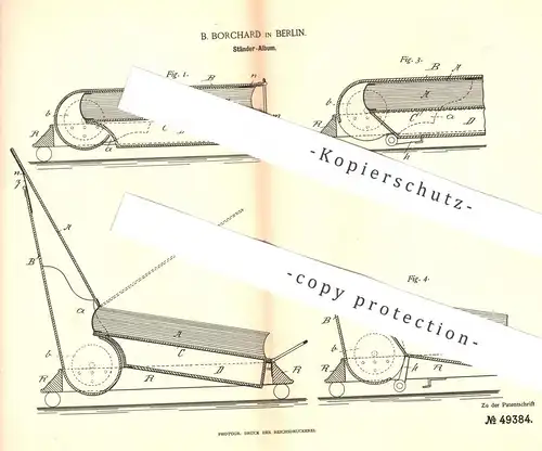 original Patent - B. Borchard , Berlin , 1889 , Ständer - Album | Alben , Buch , Buchbinder , Bücher , Fotoalbum !!!