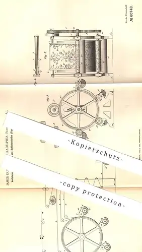 original Patent - James Dunlap , Philadelphia , Pennsylvania , USA , 1891 , Bedrucken von Schleifenstoff , Teppich !!!