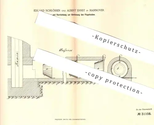 original Patent - Eduard Schlösser , Albert Ernst , Hannover , 1884 , Gewinnung von Flugstaub | Hütte | Dampfkessel !!!