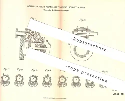 original Patent - Oesterreichisch Alpine Montangesellschaft , Wien , Österreich , 1884 , Steuerhahn für Motor u. Pumpe