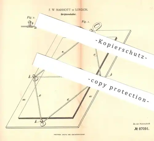original Patent - F. W. Marriot , London , England , 1895 , Skripturenhalter | Buch , Buchbinder , Buchbinderei , Papier