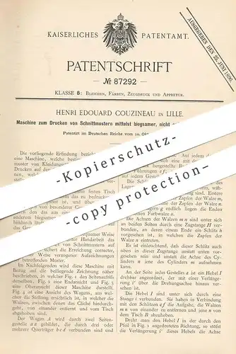 original Patent - Henri Edouard Couzineau , Lille , 1895 , Drucken von Schnittmuster | Schneider , Stoff | Cliché !!