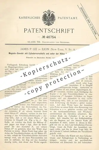 original Patent - James P. Lee , Ilion , New York , USA , 1888 , Mehrladegewehr | Waffe , Pistol , Gewehr , Revolver !!