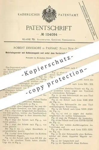 original Patent - Robert Dinsmore , Passaic , New Jersey , 1898 , Mehrladegewehr | Waffe , Pistole , Pistol , Gewehr !!