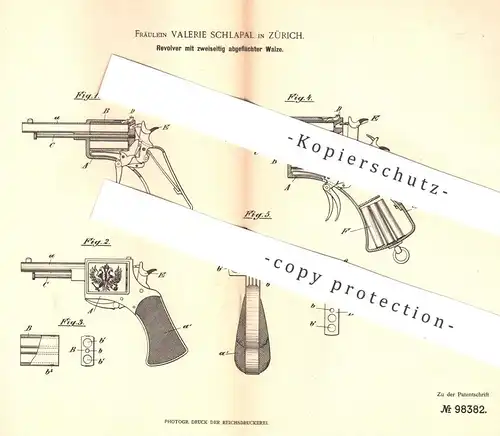 original Patent - Valerie Schlapal , Zürich , 1897 , Revolver | Gewehr | Waffe , Pistole , Pistol , Jagd , Waffen !!