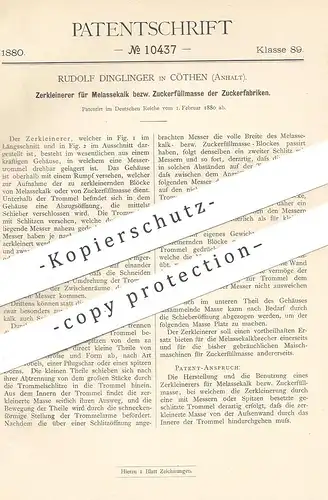 original Patent - Rudolf Dinglinger , Köthen / Anhalt , 1880 , Zerkleinerer für Melassekalk , Zuckermasse | Zuckerfabrik