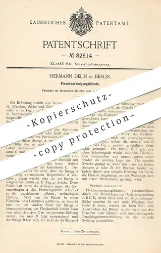 original Patent - Hermann Delin , Berlin 1895 , Flaschenreinigungsbürste | Flaschen - Reinigung | Bürste , Bürstenmacher