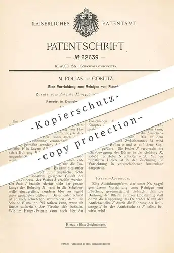 original Patent - M. Pollak , Görlitz , 1894 , Reinigen von Flaschen | Flasche , Glas , Glasflasche , Abwäsche !!!