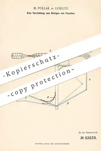 original Patent - M. Pollak , Görlitz , 1894 , Reinigen von Flaschen | Flasche , Glas , Glasflasche , Abwäsche !!!