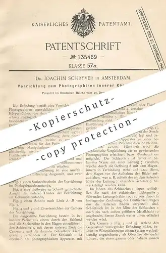 original Patent - Dr. Joachim Schryver , Amsterdam , 1901 , Photographieren innerer Körperhöhlen | Kamera , Photographie