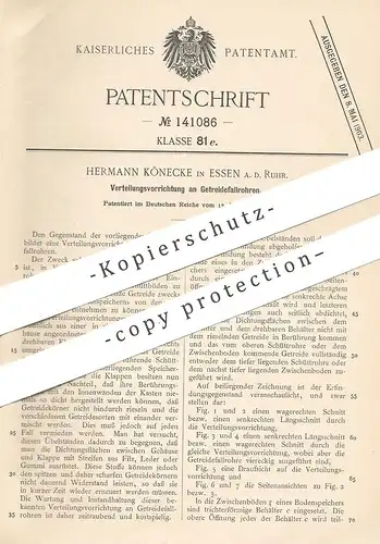 original Patent - Hermann Könecke , Essen / Ruhr 1902 , Verteilung bei Getreidefallrohr | Getreide - Fallrohr | Landwirt