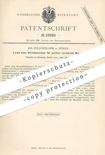 original Patent - Jos. Pflugfelder , Düren , 1884 , Lamb'sche Strickmaschine | Stricken , Weben , Weber | Lamb !!