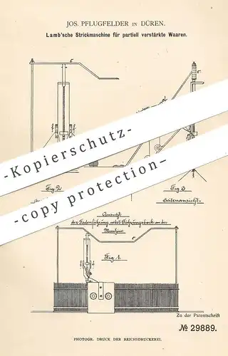 original Patent - Jos. Pflugfelder , Düren , 1884 , Lamb'sche Strickmaschine | Stricken , Weben , Weber | Lamb !!