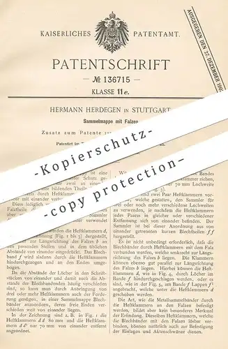 original Patent - Hermann Herdegen , Stuttgart , 1902 , Sammelmappe mit Falzen | Papier - Mappe , Ordner , Aktenordner
