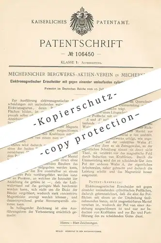 original Patent - Mechernicher Bergwerks-Aktien Verein , Mechernich  1898 , Elektromagnetischer Erzscheider | Erz , Erze