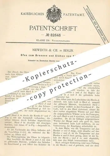 original Patent - Niewerth & Cie , Berlin , 1894 , Ofen zum Brennen und Glühen von Körpern | Ofenbauer , Herd , Feuerung